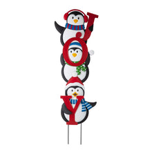 Load image into Gallery viewer, 42"H Set of 3 Metal "JOY" Penguin Yard Stake or Wall Décor (2 Functions)