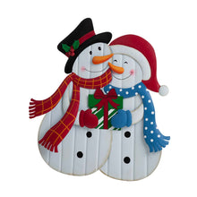 Load image into Gallery viewer, 30"H Metal Lovely Snowman Couple Yard Stake or Standing Decor or Wall Décor (3 Functions)