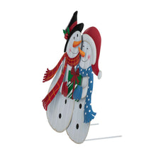 Load image into Gallery viewer, 30"H Metal Lovely Snowman Couple Yard Stake or Standing Decor or Wall Décor (3 Functions)