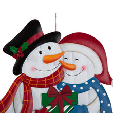 Load image into Gallery viewer, 30"H Metal Lovely Snowman Couple Yard Stake or Standing Decor or Wall Décor (3 Functions)