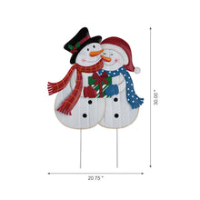 Load image into Gallery viewer, 30"H Metal Lovely Snowman Couple Yard Stake or Standing Decor or Wall Décor (3 Functions)