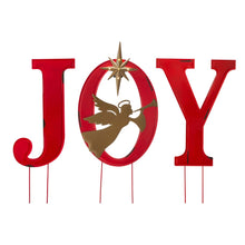 Load image into Gallery viewer, 36"H Metal "JOY" Angel Yard Stake or Standing Decor or Wall Décor with LED Lights (Three Functions)