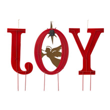 Load image into Gallery viewer, 36"H Metal "JOY" Angel Yard Stake or Standing Decor or Wall Décor with LED Lights (Three Functions)