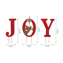 Load image into Gallery viewer, 36"H Metal "JOY" Angel Yard Stake or Standing Decor or Wall Décor with LED Lights (Three Functions)
