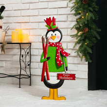 Load image into Gallery viewer, 36"H Metal Penguin Yardstake or Standing Décor or Wall Décor (3 Functions)