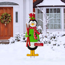 Load image into Gallery viewer, 36"H Metal Penguin Yardstake or Standing Décor or Wall Décor (3 Functions)