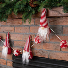 Load image into Gallery viewer, 72"L Red and White Fabric Christmas Gnome Garland