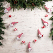 Load image into Gallery viewer, 72"L Red and White Fabric Christmas Gnome Garland