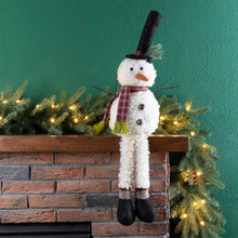 Load image into Gallery viewer, 28"H Fabric Christmas Snowman Shelf Sitter with Dangling Legs