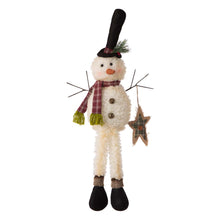 Load image into Gallery viewer, 28"H Fabric Christmas Snowman Shelf Sitter with Dangling Legs