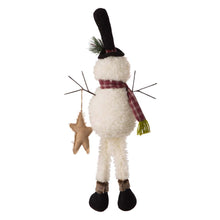 Load image into Gallery viewer, 28"H Fabric Christmas Snowman Shelf Sitter with Dangling Legs