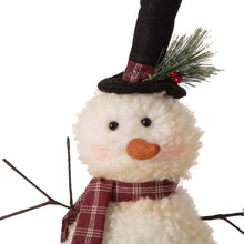 Load image into Gallery viewer, 28"H Fabric Christmas Snowman Shelf Sitter with Dangling Legs
