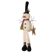 Load image into Gallery viewer, 28"H Fabric Christmas Snowman Shelf Sitter with Dangling Legs