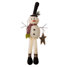 Load image into Gallery viewer, 28"H Fabric Christmas Snowman Shelf Sitter with Dangling Legs