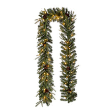 Load image into Gallery viewer, 9 ft. Pre-Lit Greenery Pine Cone Christmas Garland with 50 Warm White LED Lights