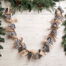 Load image into Gallery viewer, 72"L Black & White Plaid Fabric/Linen Garland