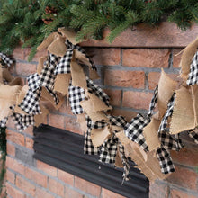 Load image into Gallery viewer, 72"L Black & White Plaid Fabric/Linen Garland