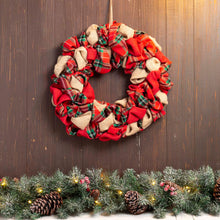 Load image into Gallery viewer, 17.25"D Christmas Multi-Color Fabric Wreath
