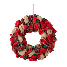 Load image into Gallery viewer, 17.25"D Christmas Multi-Color Fabric Wreath