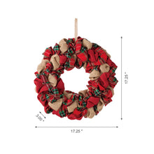 Load image into Gallery viewer, 17.25"D Christmas Multi-Color Fabric Wreath