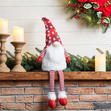 Load image into Gallery viewer, 28"H Fabric Christmas Gnome Shelf Sitter with Dangling Legs