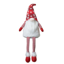 Load image into Gallery viewer, 28"H Fabric Christmas Gnome Shelf Sitter with Dangling Legs