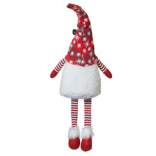 Load image into Gallery viewer, 28"H Fabric Christmas Gnome Shelf Sitter with Dangling Legs