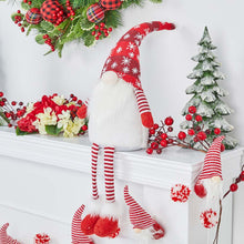 Load image into Gallery viewer, 28"H Fabric Christmas Gnome Shelf Sitter with Dangling Legs