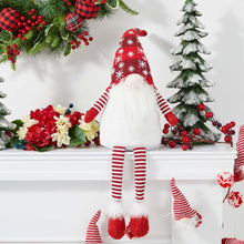 Load image into Gallery viewer, 28"H Fabric Christmas Gnome Shelf Sitter with Dangling Legs