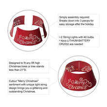 Load image into Gallery viewer, 22"D Red "Merry Christmas" Cutout Metal Tree Collar with Light String