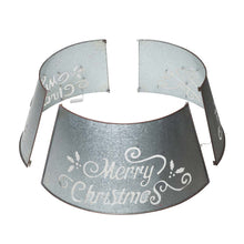 Load image into Gallery viewer, 22"D Galvanized "Merry Christmas" Cutout Metal Tree Collar with Light String
