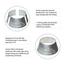 Load image into Gallery viewer, 22"D Galvanized "Merry Christmas" Cutout Metal Tree Collar with Light String