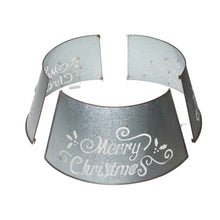 Load image into Gallery viewer, 26"D Galvanized "Merry Christmas" Cutout Metal Tree Collar with Light String