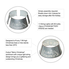 Load image into Gallery viewer, 26"D Galvanized "Merry Christmas" Cutout Metal Tree Collar with Light String