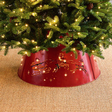 Load image into Gallery viewer, 26"D Galvanized Metal Santa on Sleigh Tree Collar with Light String