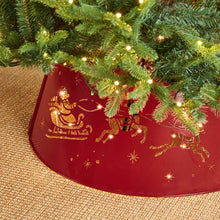 Load image into Gallery viewer, 26"D Galvanized Metal Santa on Sleigh Tree Collar with Light String