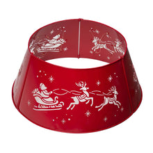Load image into Gallery viewer, 26"D Galvanized Metal Santa on Sleigh Tree Collar with Light String