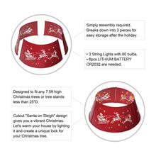 Load image into Gallery viewer, 26"D Galvanized Metal Santa on Sleigh Tree Collar with Light String