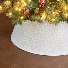 Load image into Gallery viewer, 26"D Washed White Metal Woven Tree Collar