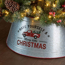 Load image into Gallery viewer, 26"D Galvanized Metal Tree Collar with Truck Motif