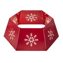 Load image into Gallery viewer, 26"D Red Hexagonal Metal Cutout Snowflake Tree Collar with Light String