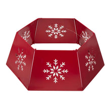 Load image into Gallery viewer, 26"D Red Hexagonal Metal Cutout Snowflake Tree Collar with Light String