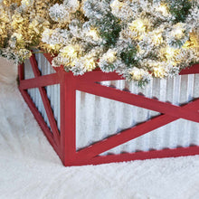 Load image into Gallery viewer, 26"L Galvanized Corrugated Metal & Wooden Christmas Tree Collar