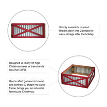 Load image into Gallery viewer, 26"L Galvanized Corrugated Metal & Wooden Christmas Tree Collar