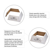 Load image into Gallery viewer, 26"L Washed White Wooden Trapezoid Farm Fresh Christmas Tree Collar
