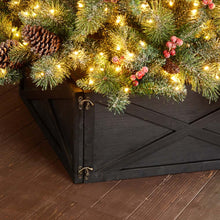 Load image into Gallery viewer, 26"L Washed Black Wooden Christmas Tree Collar