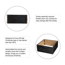 Load image into Gallery viewer, 26"L Washed Black Wooden Christmas Tree Collar