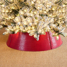 Load image into Gallery viewer, 40.5"D Large Christmas Red Hammered Metal Tree Collar