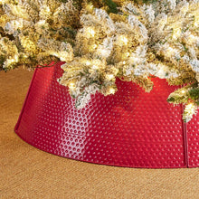 Load image into Gallery viewer, 40.5"D Large Christmas Red Hammered Metal Tree Collar