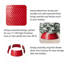 Load image into Gallery viewer, 40.5"D Large Christmas Red Hammered Metal Tree Collar